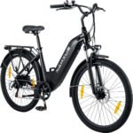 26T1 Electric Bicycle 26 Inch E-Bike, 36 V 18.2 Ah Removable Battery, 250 W Motor, LCD Display, 7 Speed, Range 90-130 km, 25 km/h, IPX5 Waterproof for Adults