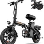 URLIFE E-Bike Folding Bike with 14 Inches, 48 V 7.5 Ah Lithium Battery for Long Range up to 60 KM, Electric Bicycle 250 W Motor, 3 Riding Modes, Adjustable Seat Height, Folding Pedelec Ebike for Men