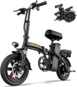 URLIFE E-Bike Folding Bike with 14 Inches, 48 V 7.5 Ah Lithium Battery for Long Range up to 60 KM, Electric Bicycle 250 W Motor, 3 Riding Modes, Adjustable Seat Height, Folding Pedelec Ebike for Men