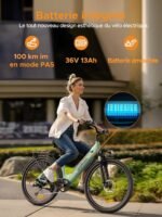 MileCity1 26" E-Bike für Erwachsene, 7 Gang Elektrofahrrad mit Austauschbarem 36V 13Ah Akku, 25 km/h und 80–100km Reichweite E-Bike für Städtische Pendler, IP65 Wasserdicht