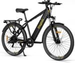 Eleglide E-Bike, T1 Electric Bicycle 27.5 Inch Trekking Electric City Bike with 13Ah Battery, 100 km Long Range, 250 W Motor, Shimano 7 Speed Electric Mountain Bike for Men and Women, Double Disc