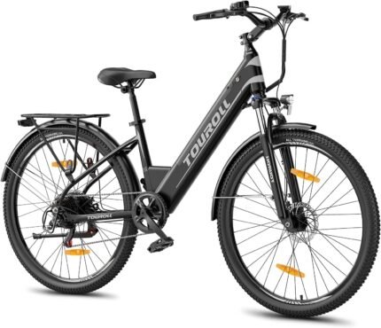 Touroll J1 ST 27,5" E Bike, Elektrofahrrad Trekkingrad E-Bike Herren Damen mit 561.6Wh Akku,100km Reichweite, 250W Motor, E-Fahrrad mit 7-Gang-Getriebe, Pedelec Citybike EBike für Erwachsene