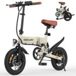 ESKUTE E Bike Herren F200, 14 Zoll Klapprad Elektrofahrrad, 36V 7.8Ah Akku Lange Reichweite bis 35-50KM, Mini Faltbike mit Handyhalterung & USB-Ladeanschluss, E-Mountainbike