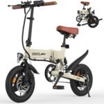 ESKUTE E Bike Herren F200, 14 Zoll Klapprad Elektrofahrrad, 36V 7.8Ah Akku Lange Reichweite bis 35-50KM, Mini Faltbike mit Handyhalterung & USB-Ladeanschluss, E-Mountainbike