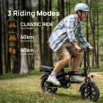 URLIFE E-Bike Folding Bike with 14 Inches, 48 V 7.5 Ah Lithium Battery for Long Range up to 60 KM, Electric Bicycle 250 W Motor, 3 Riding Modes, Adjustable Seat Height, Folding Pedelec Ebike for Men